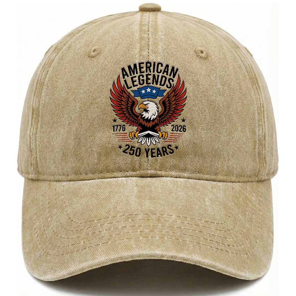 American Legends Eagle Washed Cotton Baseball Cap 250 Years Patriotic Heritage 1776 to 2026 Semiquincentennial