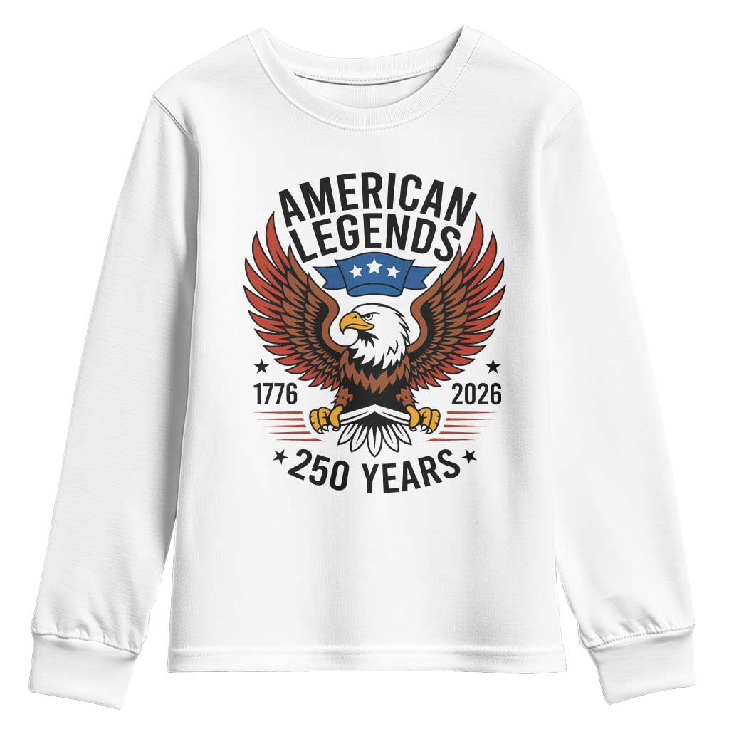 American Legends Eagle Youth Sweatshirt 250 Years Patriotic Heritage 1776 to 2026 Semiquincentennial - Wonder Print Shop