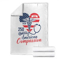 250 Years of American Compassion Throw Blanket Patriotic Medical Worker - Wonder Print Shop