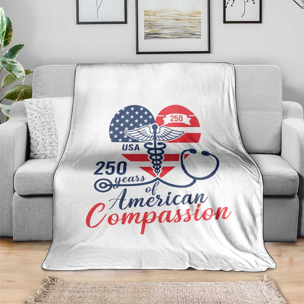 250 Years of American Compassion Throw Blanket Patriotic Medical Worker - Wonder Print Shop