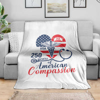 250 Years of American Compassion Throw Blanket Patriotic Medical Worker - Wonder Print Shop