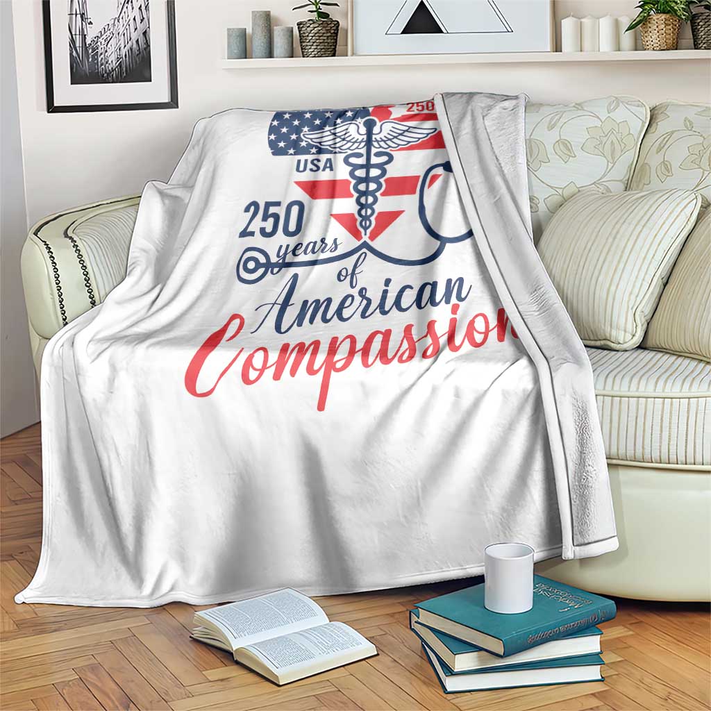 250 Years of American Compassion Throw Blanket Patriotic Medical Worker - Wonder Print Shop