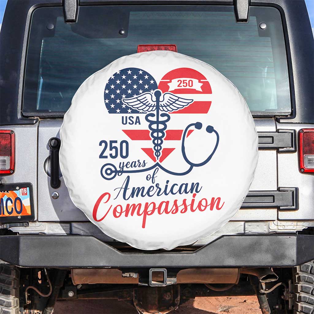 250 Years of American Compassion Spare Tire Cover Patriotic Medical Worker - Wonder Print Shop