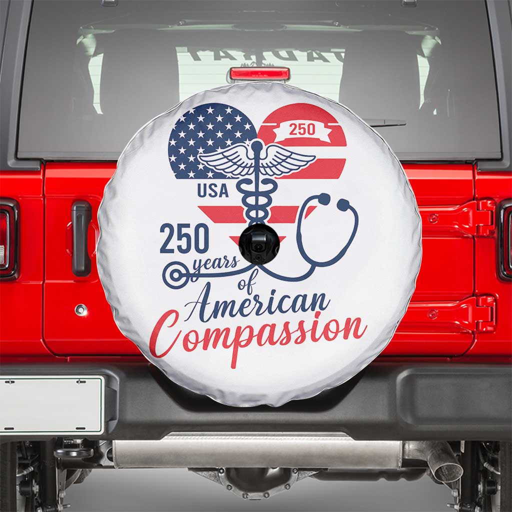 250 Years of American Compassion Spare Tire Cover Patriotic Medical Worker - Wonder Print Shop