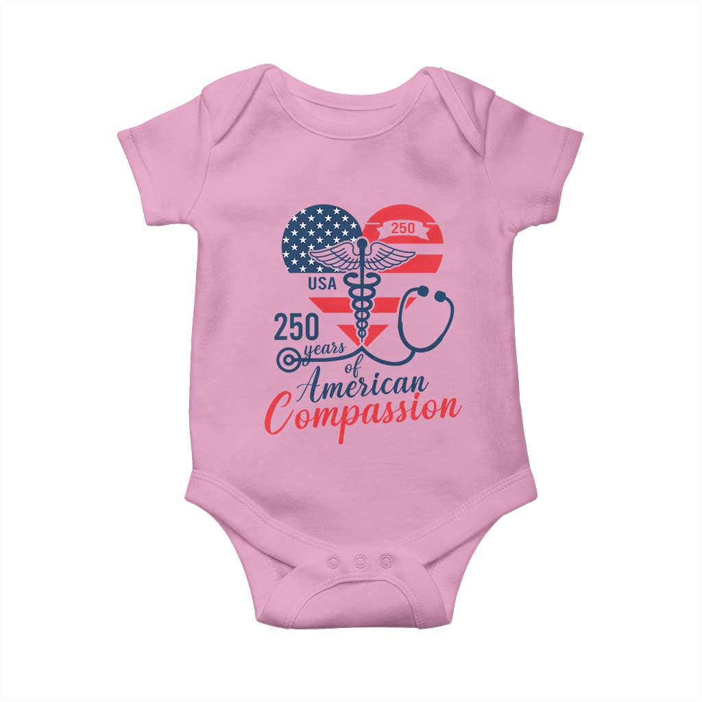 250 Years of American Compassion Baby Onesie Patriotic Medical Worker - Wonder Print Shop
