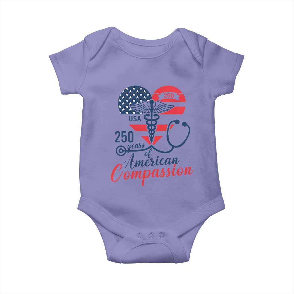 250 Years of American Compassion Baby Onesie Patriotic Medical Worker - Wonder Print Shop