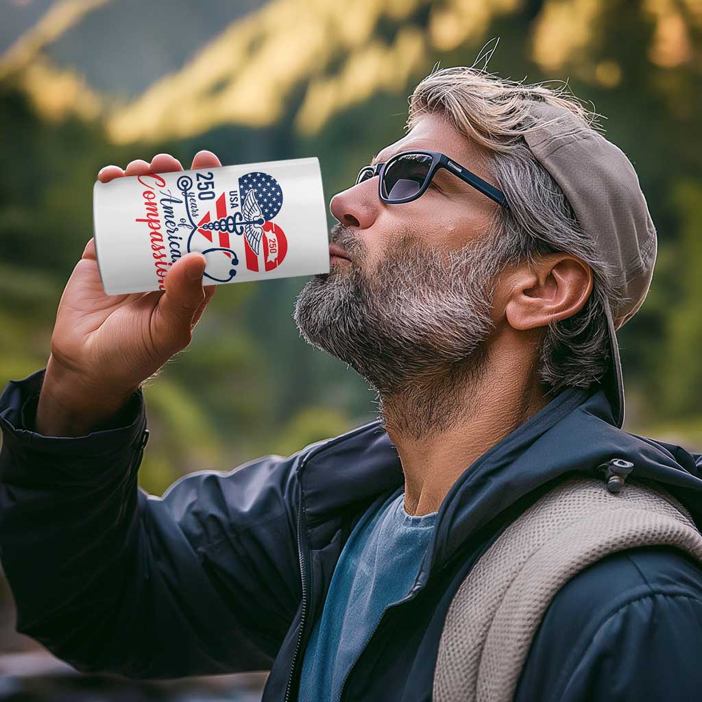 250 Years of American Compassion 4 in 1 Can Cooler Tumbler Patriotic Medical Worker - Wonder Print Shop