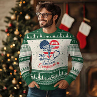 250 Years of American Compassion Ugly Christmas Sweater Patriotic Medical Worker - Wonder Print Shop