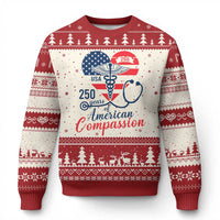 250 Years of American Compassion Ugly Christmas Sweater Patriotic Medical Worker - Wonder Print Shop