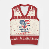 250 Years of American Compassion V-Neck Knit Sweater Vest Patriotic Medical Worker - Wonder Print Shop