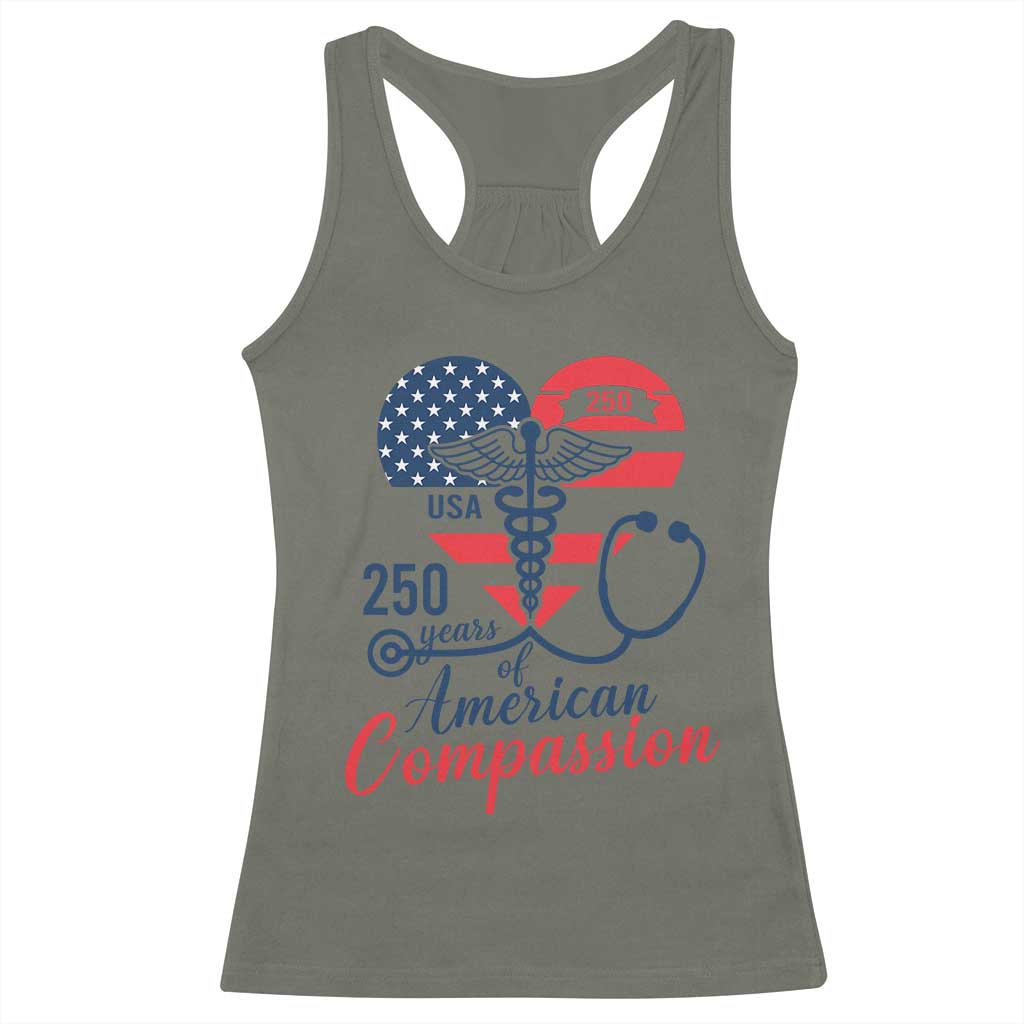 250 Years of American Compassion Racerback Tank Top Patriotic Medical Worker - Wonder Print Shop