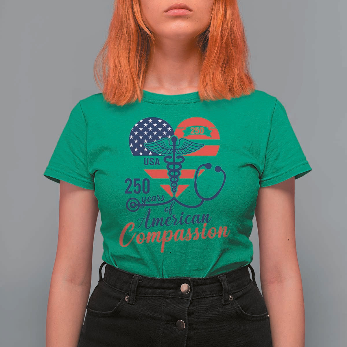 250 Years of American Compassion T Shirt For Women Patriotic Medical Worker - Wonder Print Shop