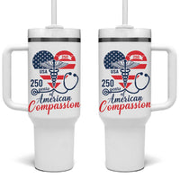 250 Years of American Compassion Tumbler With Handle Patriotic Medical Worker - Wonder Print Shop