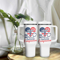 250 Years of American Compassion Tumbler With Handle Patriotic Medical Worker - Wonder Print Shop
