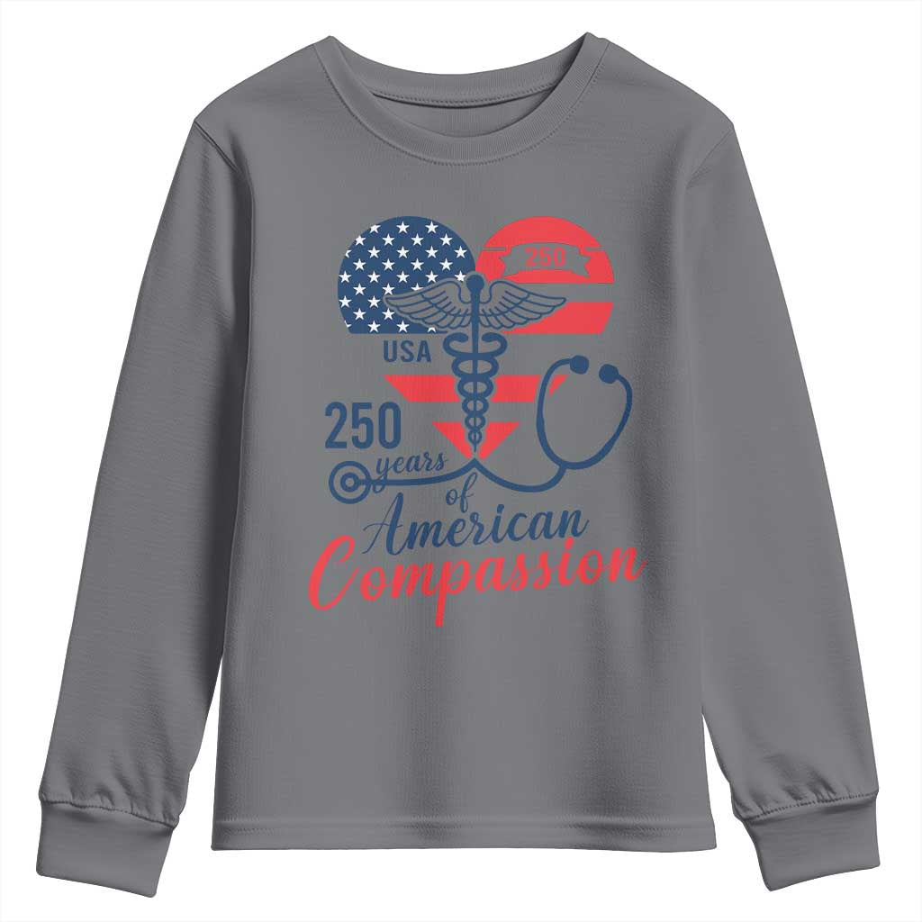 250 Years of American Compassion Youth Sweatshirt Patriotic Medical Worker - Wonder Print Shop