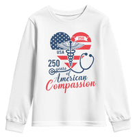 250 Years of American Compassion Youth Sweatshirt Patriotic Medical Worker - Wonder Print Shop