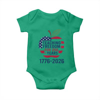 Teaching Freedom for 250 Years Baby Onesie Patriotic Teacher Tee 1776 to 2026 Semiquincentennial - Wonder Print Shop