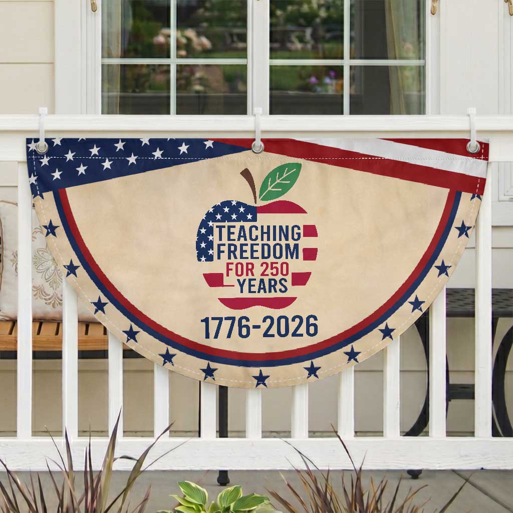 Teaching Freedom for 250 Years Patriotic Fan Flag Teacher Tee 1776 to 2026 Semiquincentennial