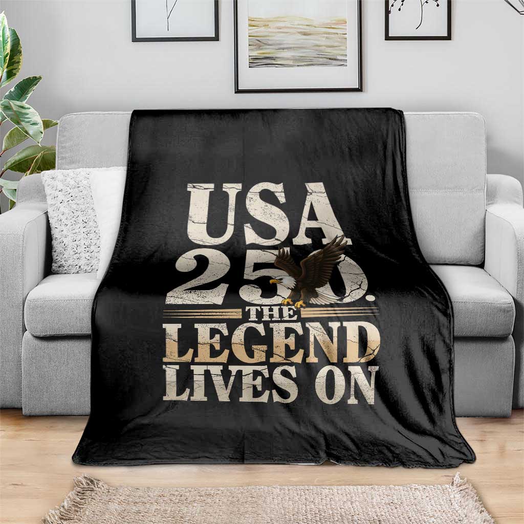 USA 250 The Legend Lives On Throw Blanket Patriotic Eagle for Semiquincentennial 2026 - Wonder Print Shop