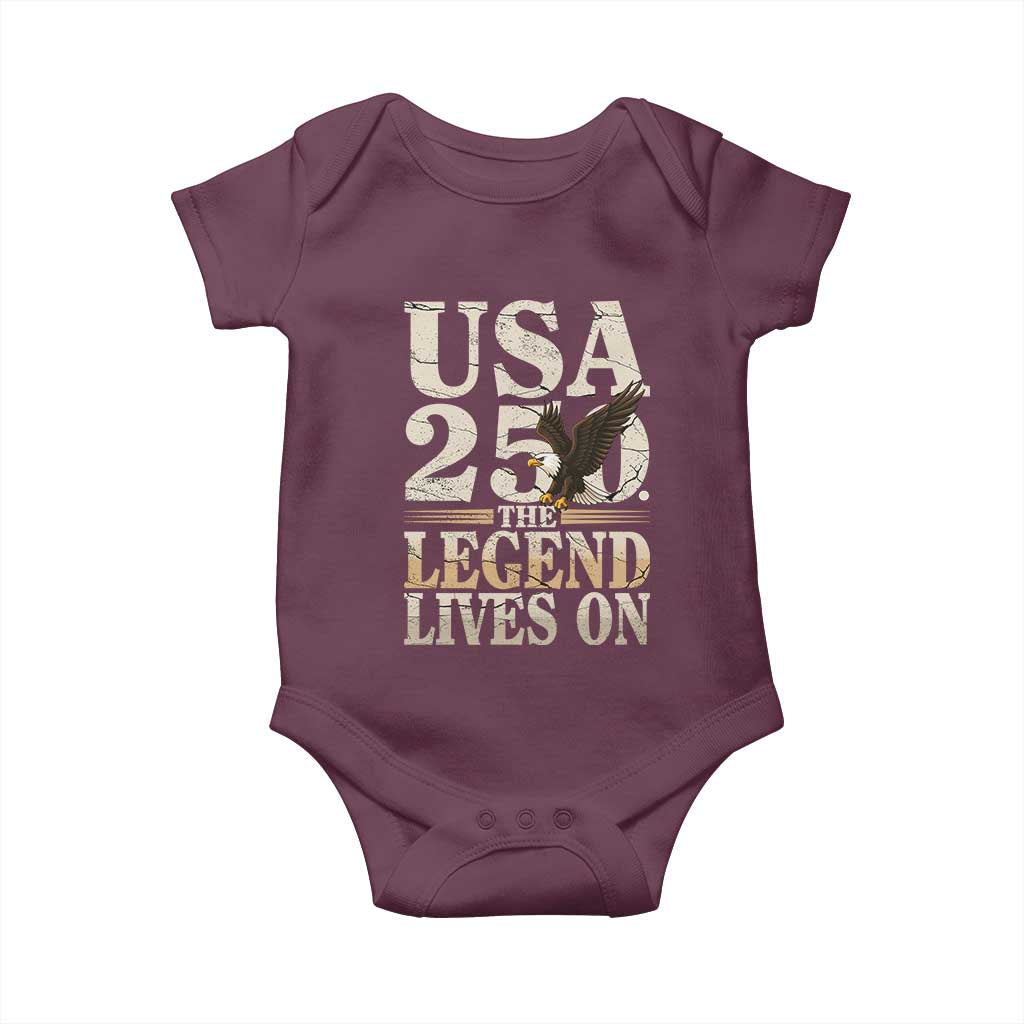 USA 250 The Legend Lives On Baby Onesie Patriotic Eagle for Semiquincentennial 2026 - Wonder Print Shop