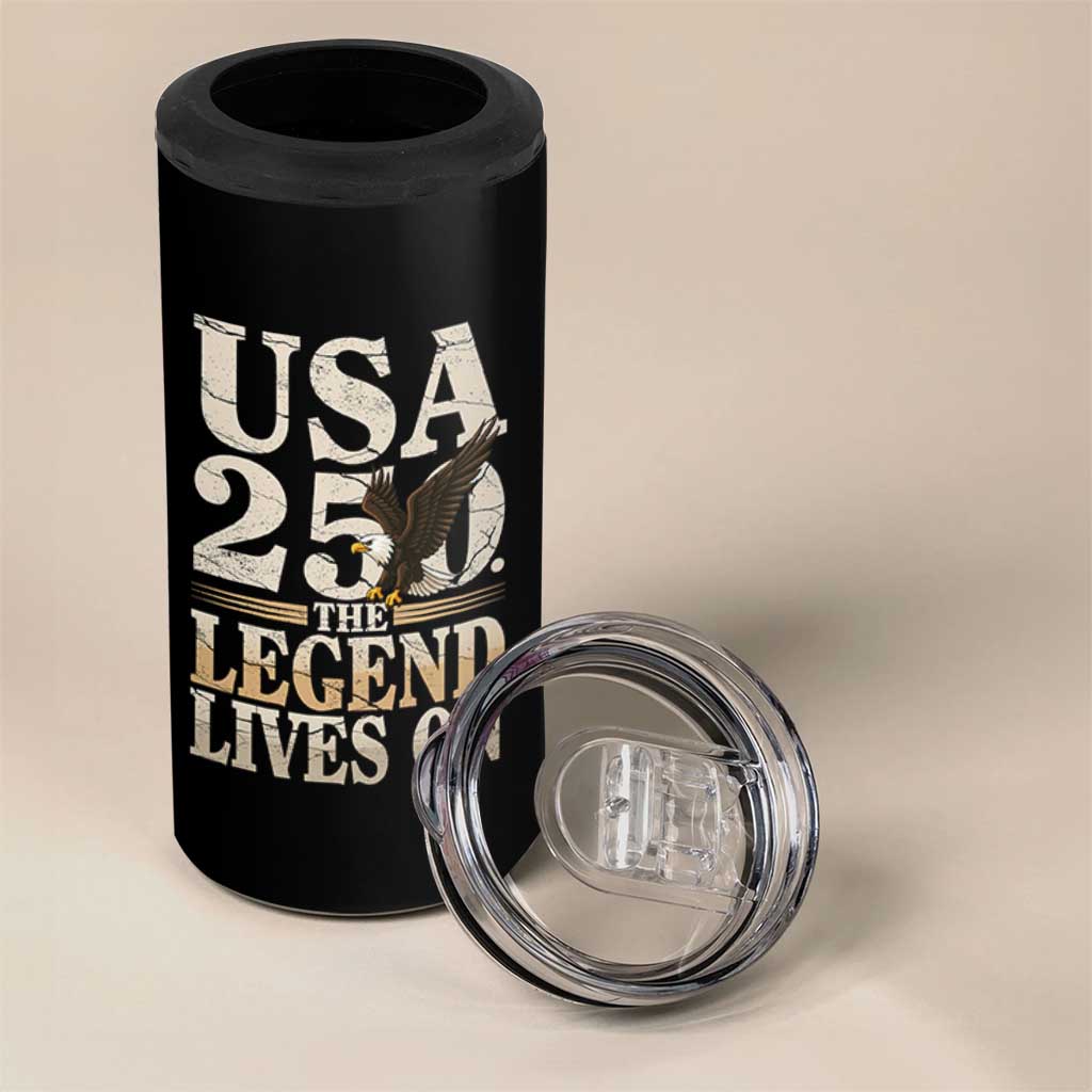 USA 250 The Legend Lives On 4 in 1 Can Cooler Tumbler Patriotic Eagle for Semiquincentennial 2026 - Wonder Print Shop
