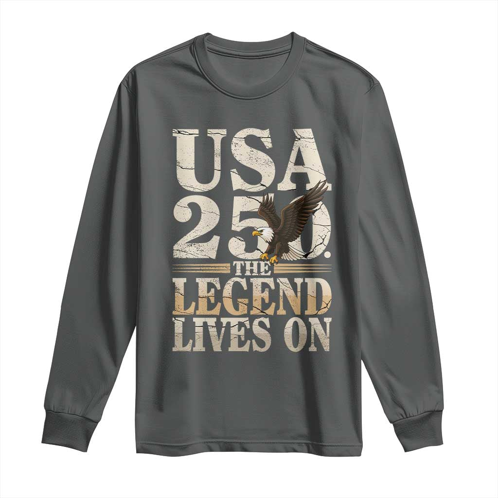USA 250 The Legend Lives On Long Sleeve Shirt Patriotic Eagle for Semiquincentennial 2026 - Wonder Print Shop