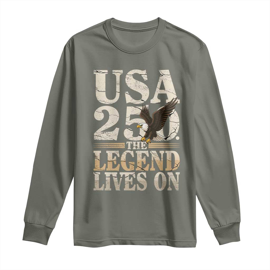 USA 250 The Legend Lives On Long Sleeve Shirt Patriotic Eagle for Semiquincentennial 2026 - Wonder Print Shop