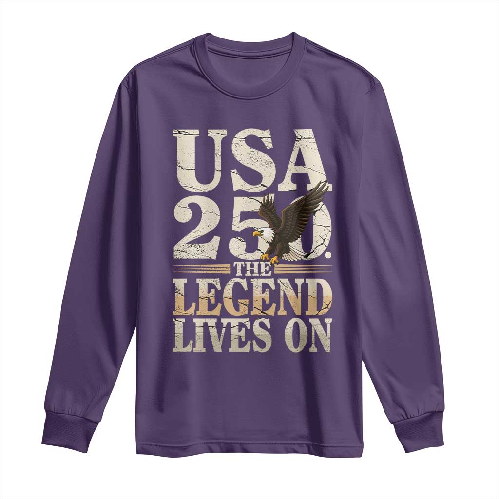 USA 250 The Legend Lives On Long Sleeve Shirt Patriotic Eagle for Semiquincentennial 2026 - Wonder Print Shop