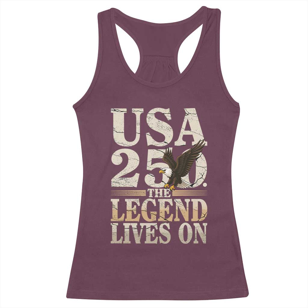 USA 250 The Legend Lives On Racerback Tank Top Patriotic Eagle for Semiquincentennial 2026 - Wonder Print Shop