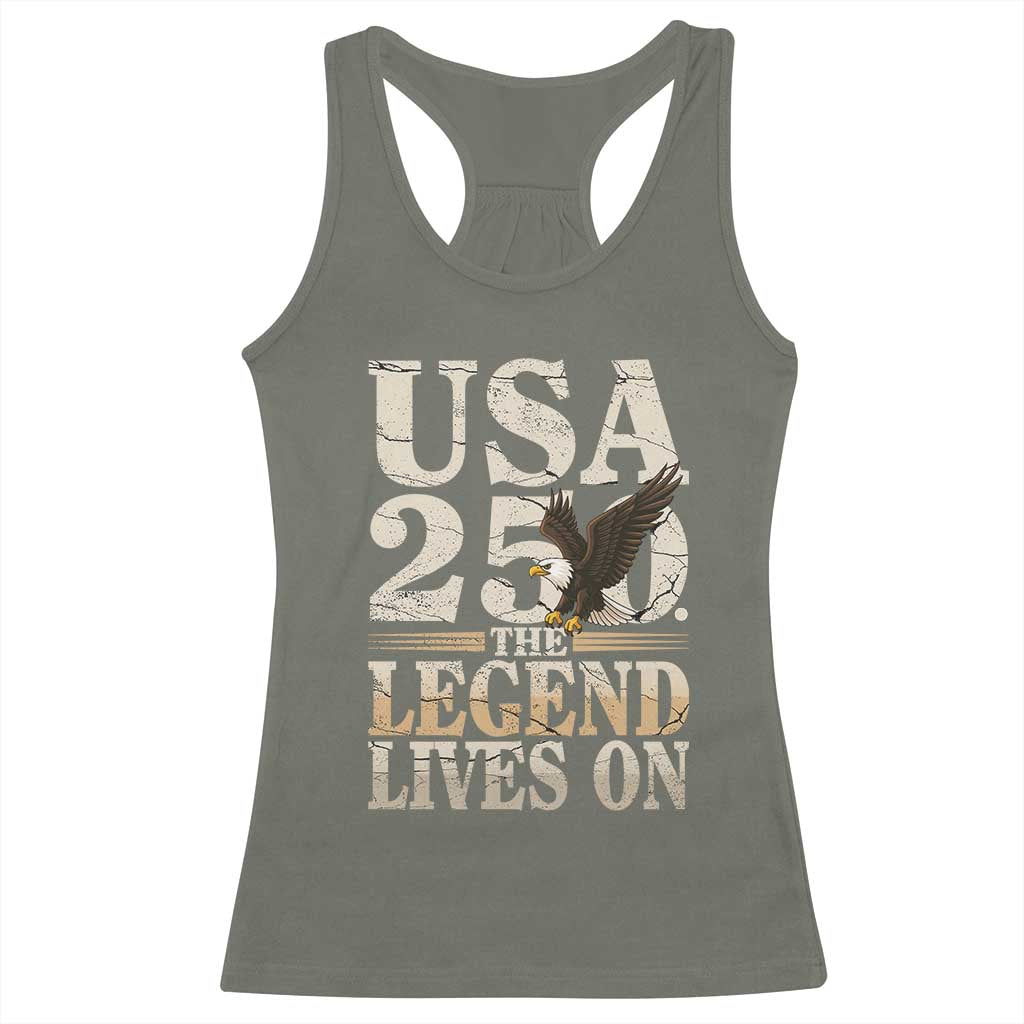 USA 250 The Legend Lives On Racerback Tank Top Patriotic Eagle for Semiquincentennial 2026 - Wonder Print Shop