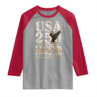 USA 250 The Legend Lives On Raglan Shirt Patriotic Eagle for Semiquincentennial 2026 - Wonder Print Shop