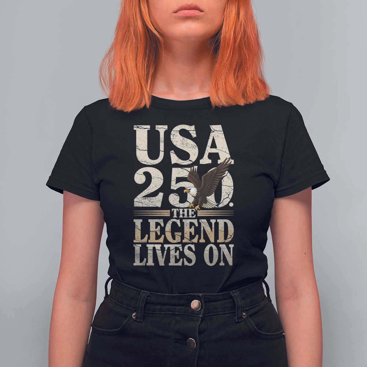 USA 250 The Legend Lives On T Shirt For Women Patriotic Eagle for Semiquincentennial 2026 - Wonder Print Shop