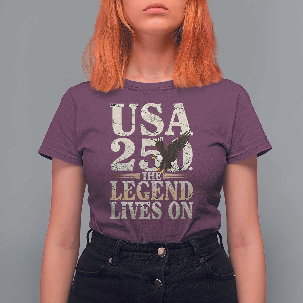 USA 250 The Legend Lives On T Shirt For Women Patriotic Eagle for Semiquincentennial 2026 - Wonder Print Shop