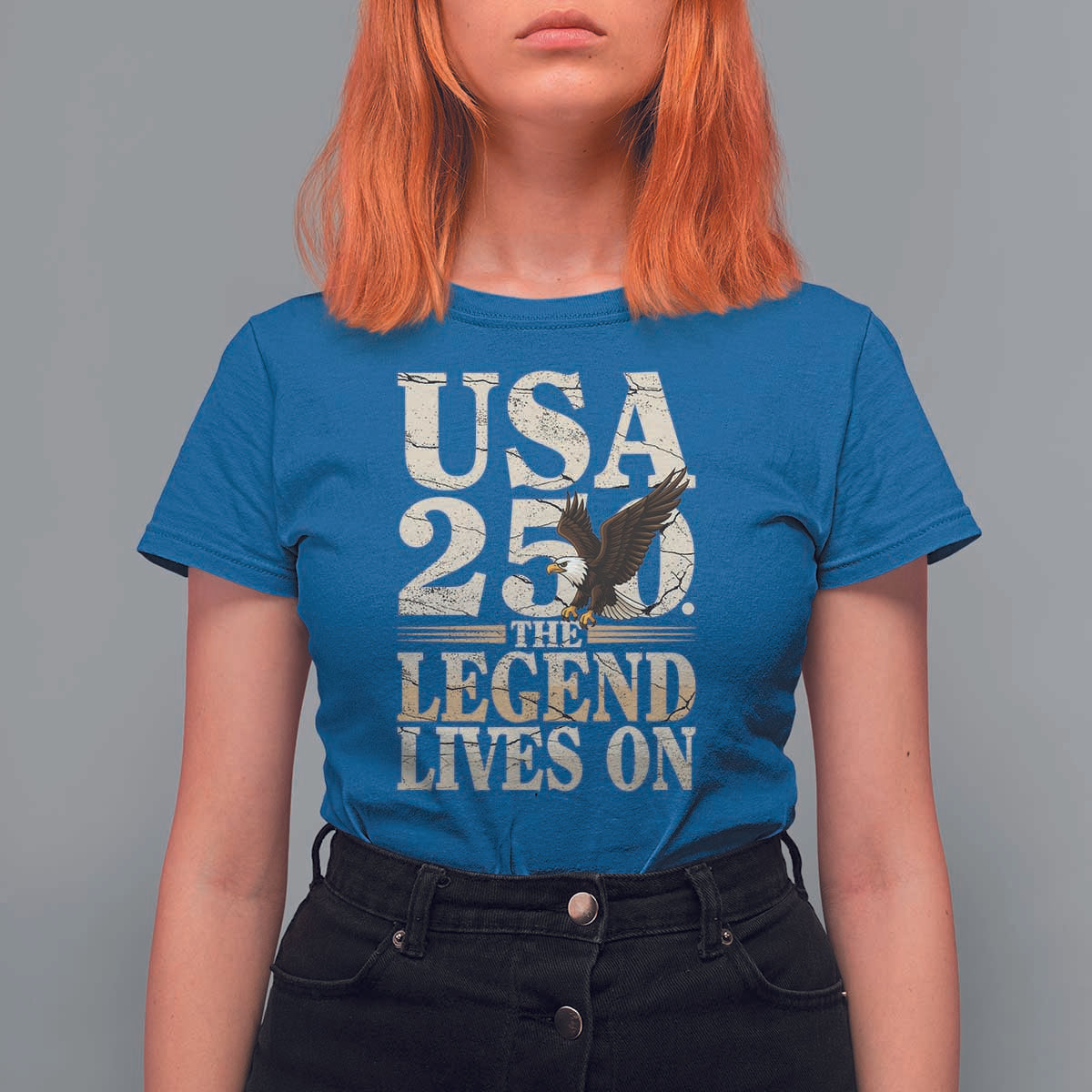 USA 250 The Legend Lives On T Shirt For Women Patriotic Eagle for Semiquincentennial 2026 - Wonder Print Shop