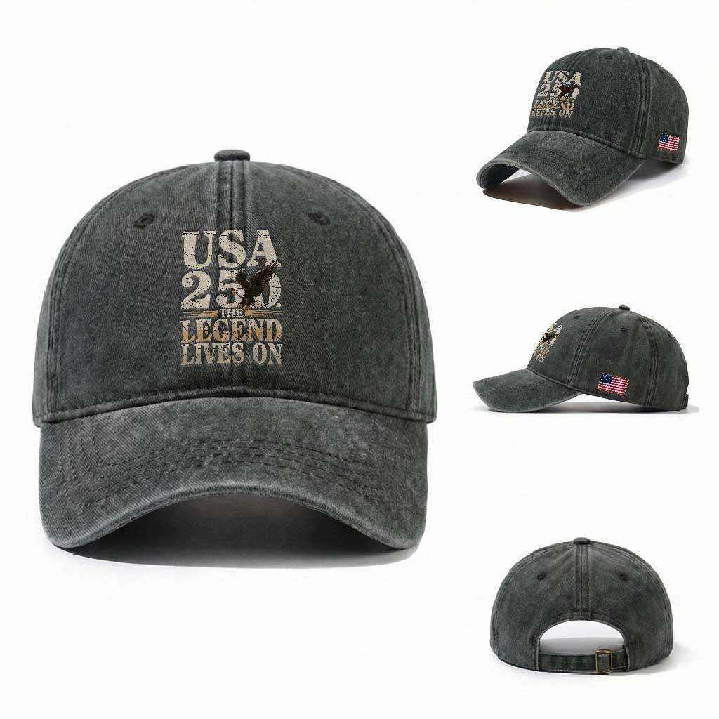 USA 250 The Legend Lives On Washed Cotton Baseball Cap Patriotic Eagle for Semiquincentennial 2026