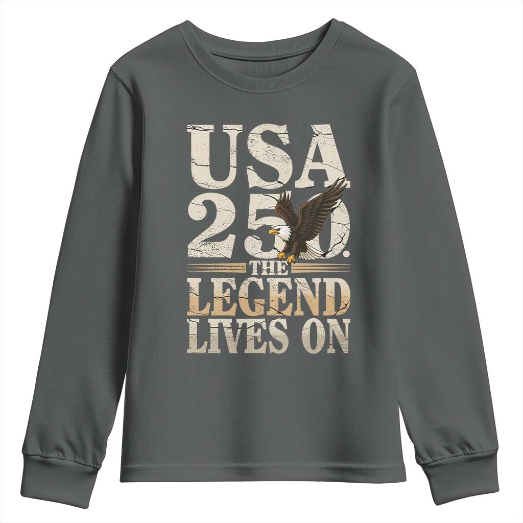 USA 250 The Legend Lives On Youth Sweatshirt Patriotic Eagle for Semiquincentennial 2026 - Wonder Print Shop