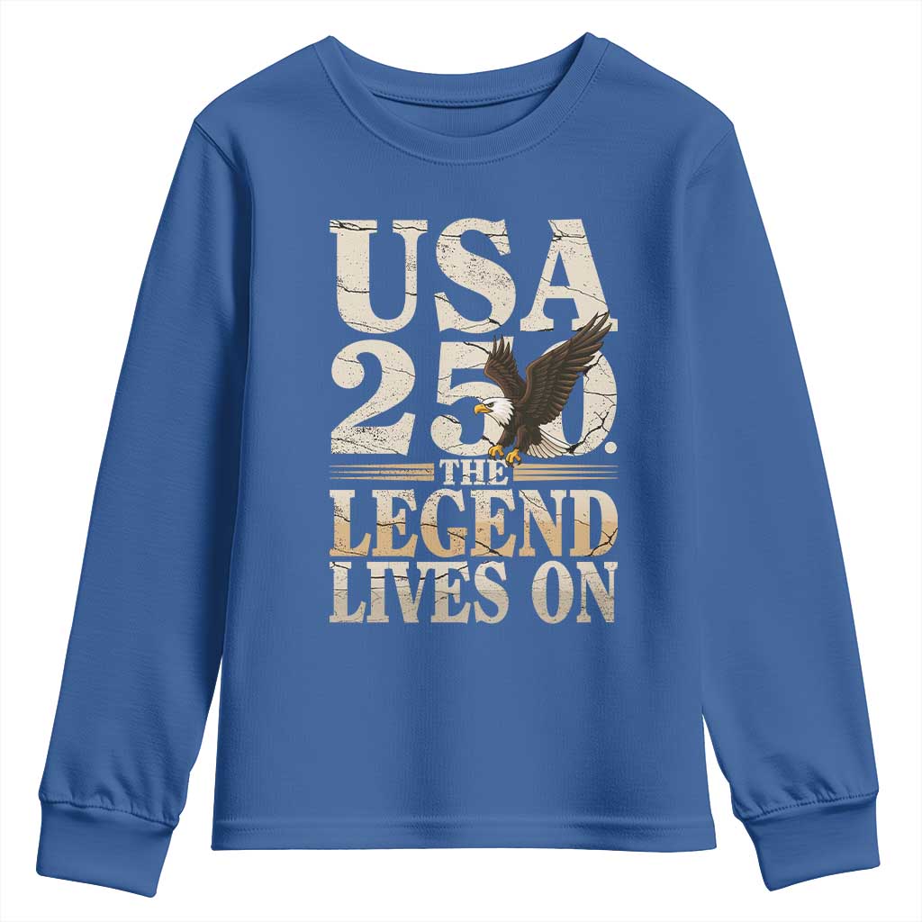 USA 250 The Legend Lives On Youth Sweatshirt Patriotic Eagle for Semiquincentennial 2026 - Wonder Print Shop