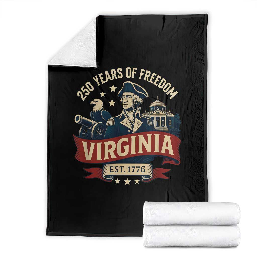 Virginia 250 Years of Freedom Throw Blanket George Washington Patriotic State Pride Est. 1776 - Wonder Print Shop