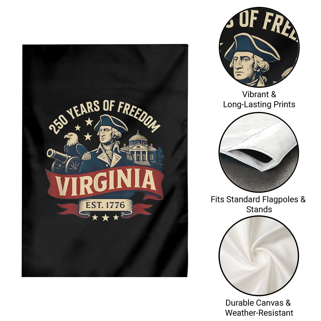 Virginia 250 Years of Freedom Garden Flag George Washington Patriotic State Pride Est. 1776 - Wonder Print Shop