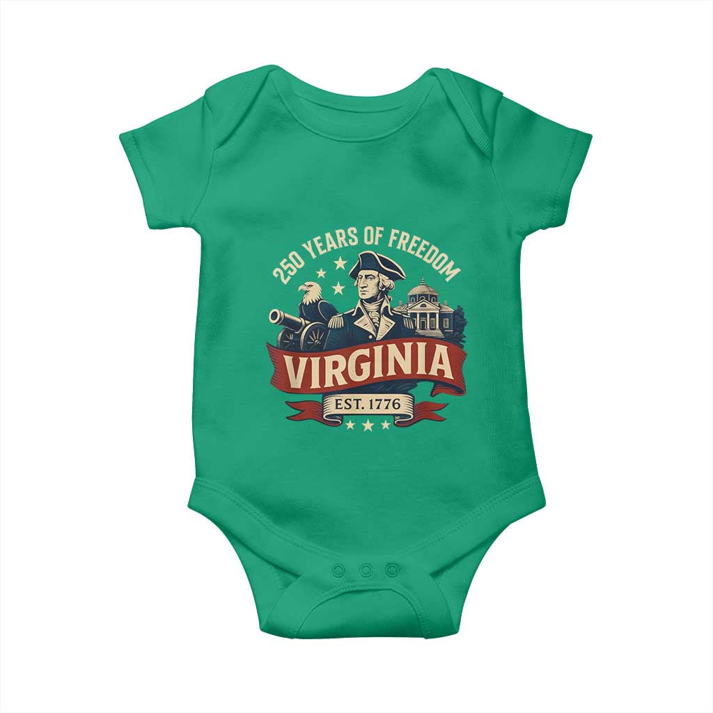 Virginia 250 Years of Freedom Baby Onesie George Washington Patriotic State Pride Est. 1776 - Wonder Print Shop