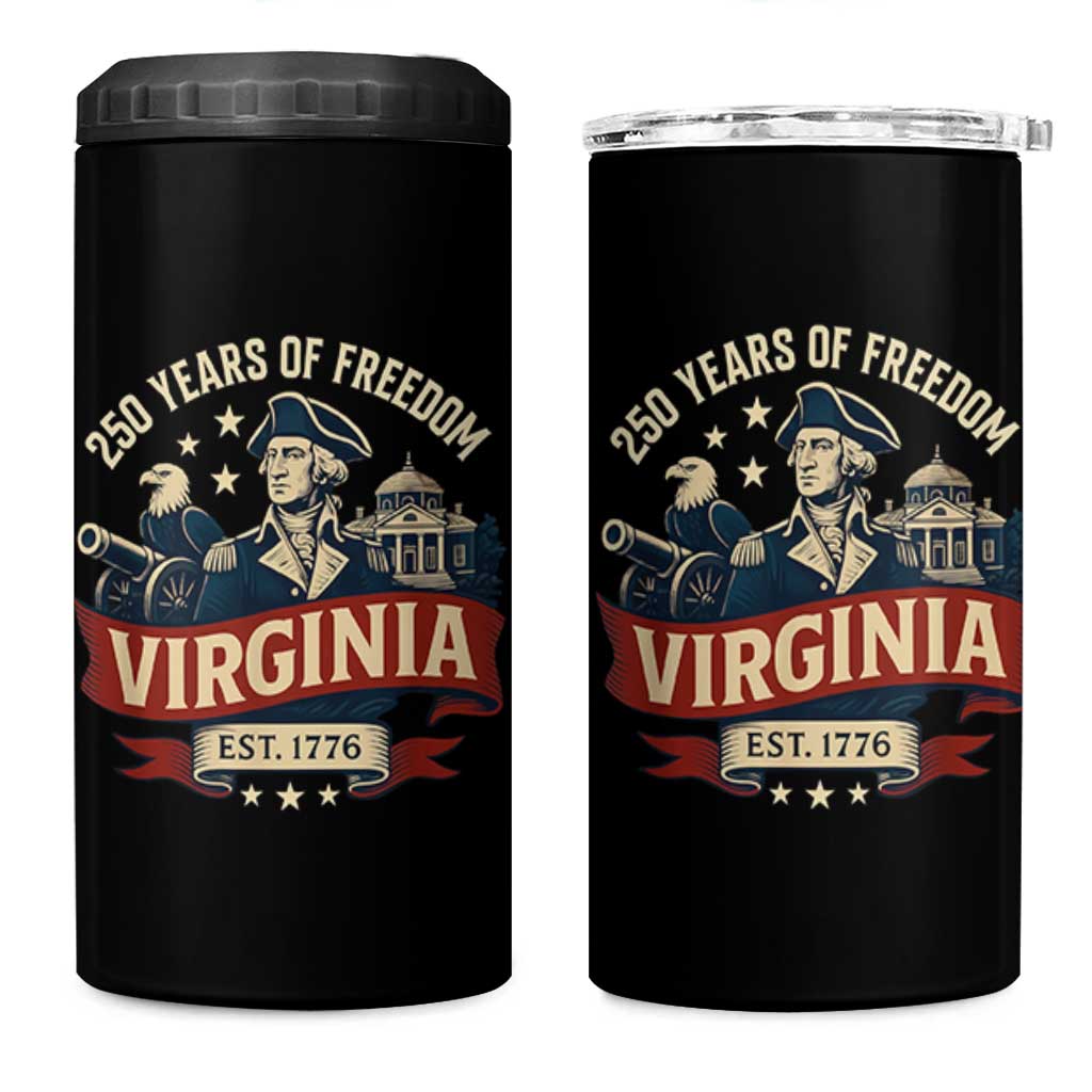 Virginia 250 Years of Freedom 4 in 1 Can Cooler Tumbler George Washington Patriotic State Pride Est. 1776 - Wonder Print Shop