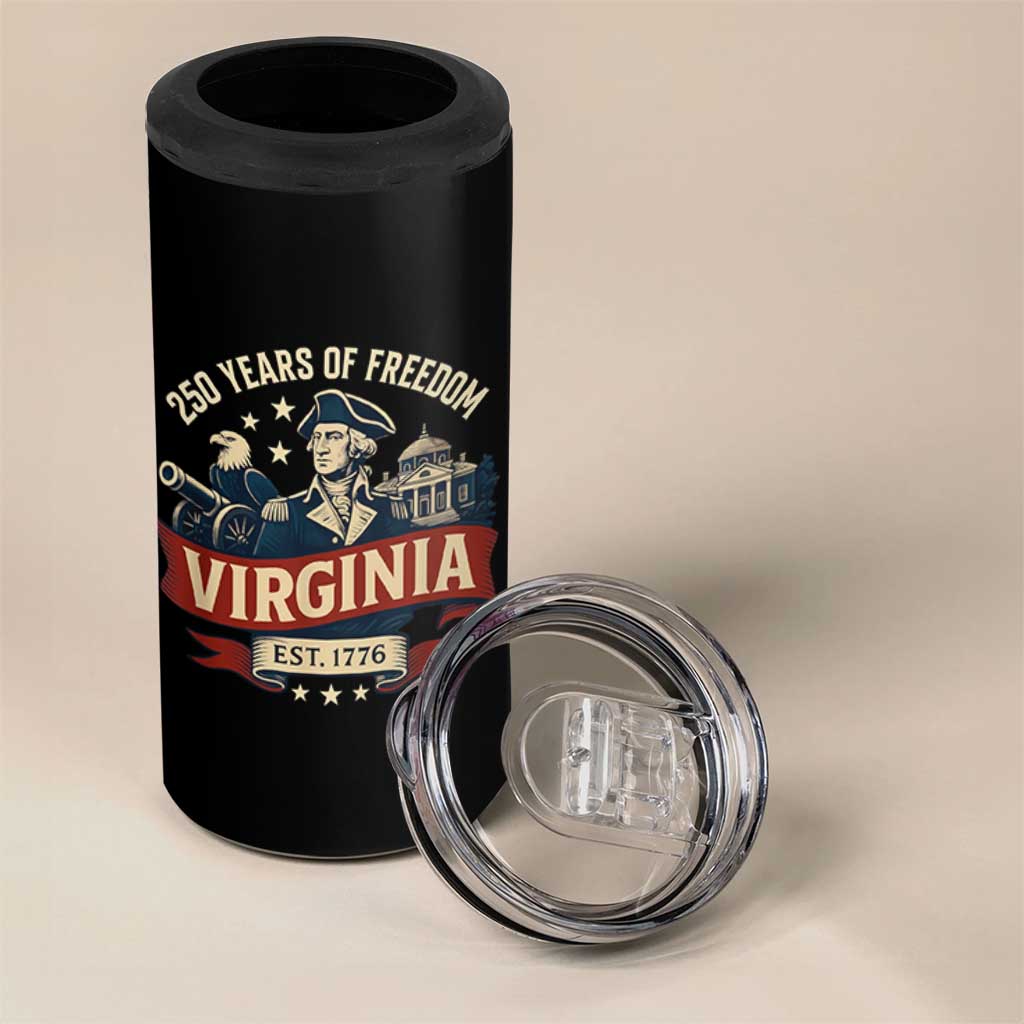 Virginia 250 Years of Freedom 4 in 1 Can Cooler Tumbler George Washington Patriotic State Pride Est. 1776 - Wonder Print Shop