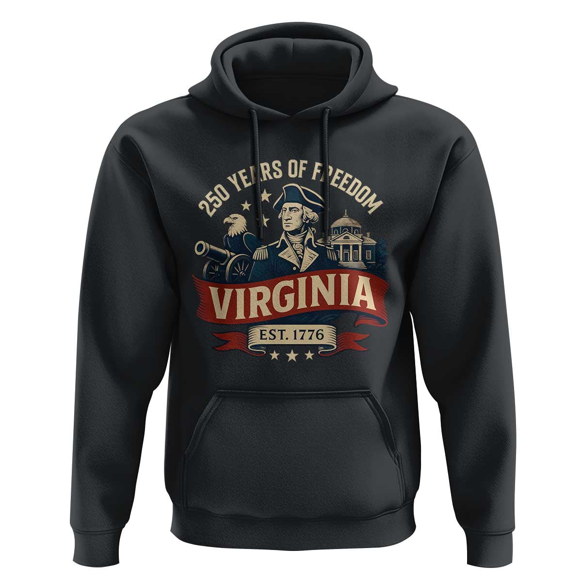 Virginia 250 Years of Freedom Hoodie George Washington Patriotic State Pride Est. 1776 - Wonder Print Shop