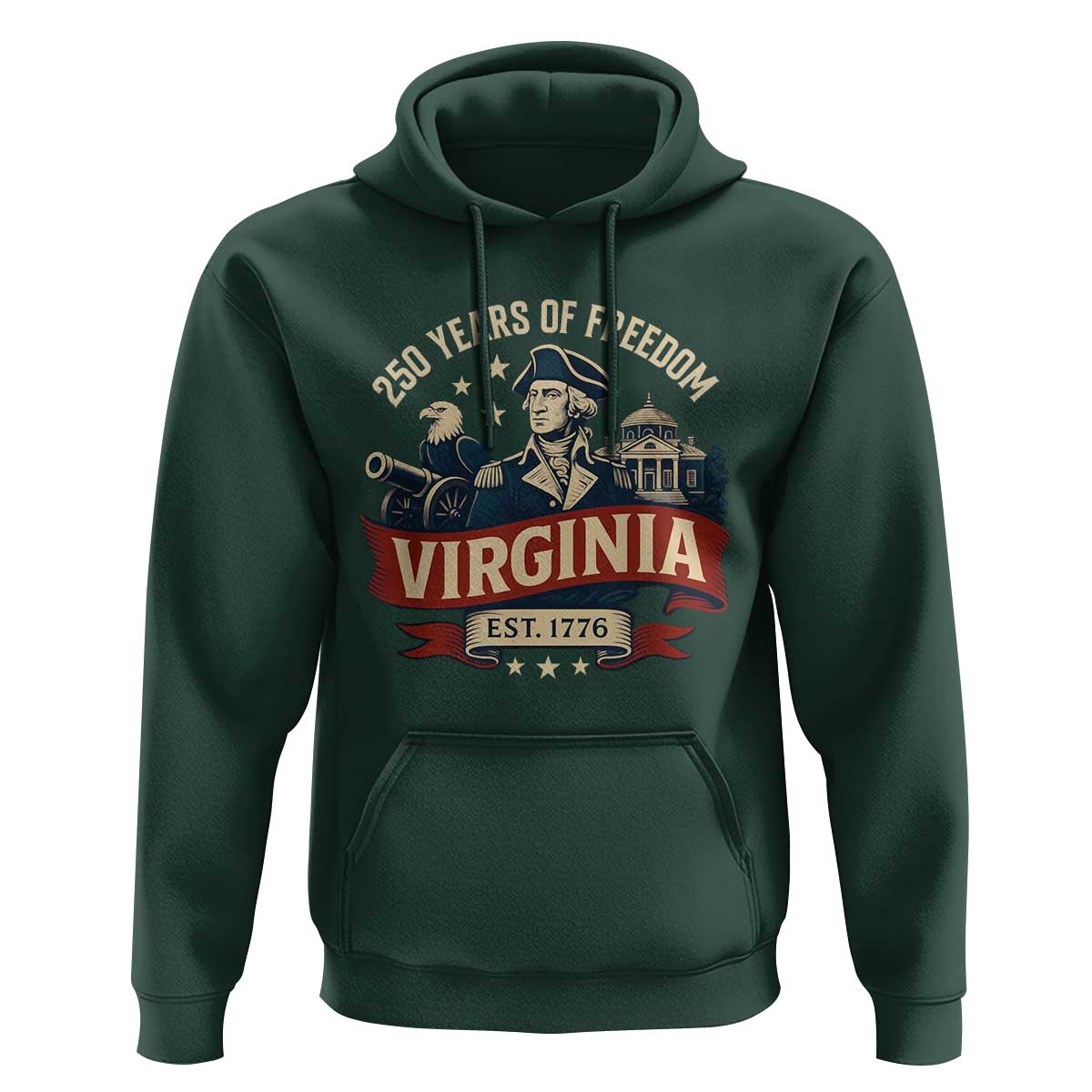Virginia 250 Years of Freedom Hoodie George Washington Patriotic State Pride Est. 1776 - Wonder Print Shop