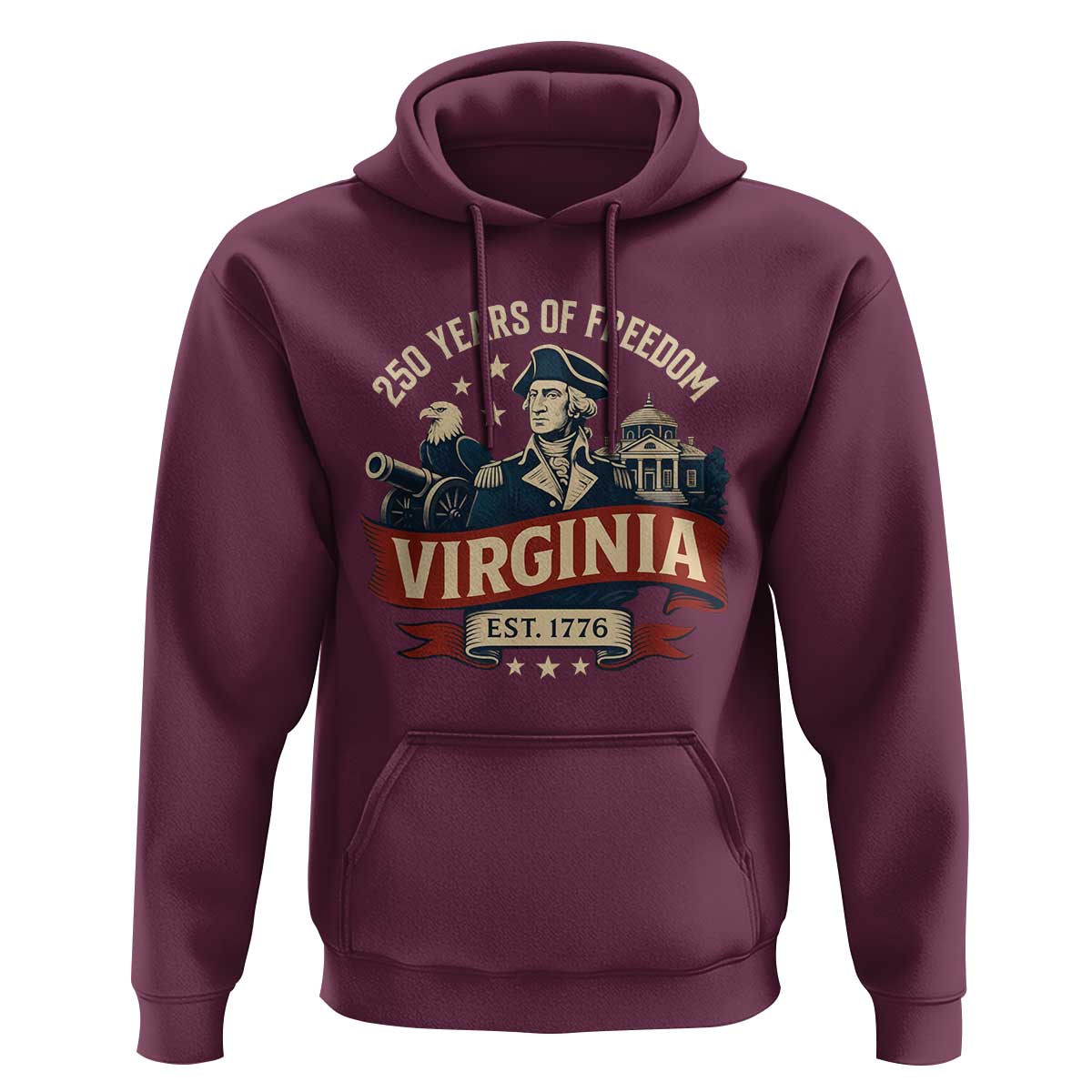Virginia 250 Years of Freedom Hoodie George Washington Patriotic State Pride Est. 1776 - Wonder Print Shop