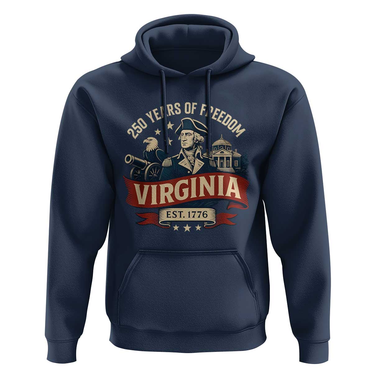 Virginia 250 Years of Freedom Hoodie George Washington Patriotic State Pride Est. 1776 - Wonder Print Shop