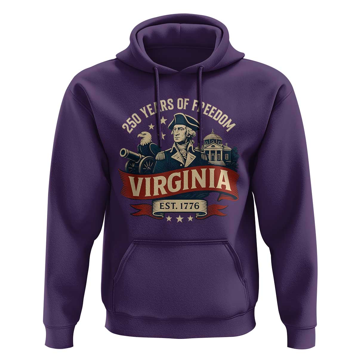 Virginia 250 Years of Freedom Hoodie George Washington Patriotic State Pride Est. 1776 - Wonder Print Shop