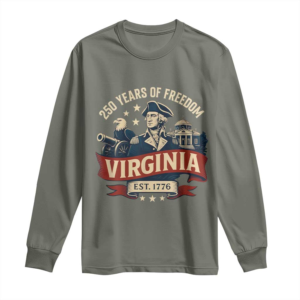 Virginia 250 Years of Freedom Long Sleeve Shirt George Washington Patriotic State Pride Est. 1776 - Wonder Print Shop