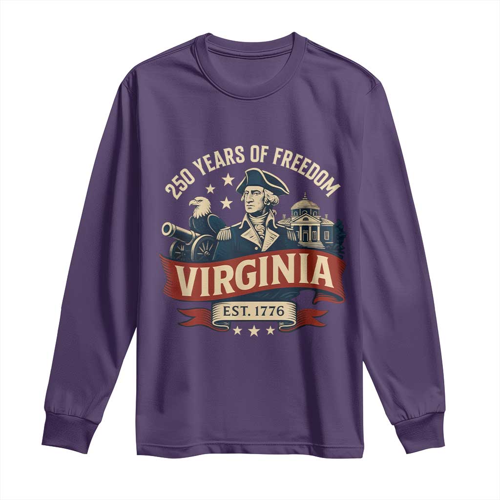 Virginia 250 Years of Freedom Long Sleeve Shirt George Washington Patriotic State Pride Est. 1776 - Wonder Print Shop