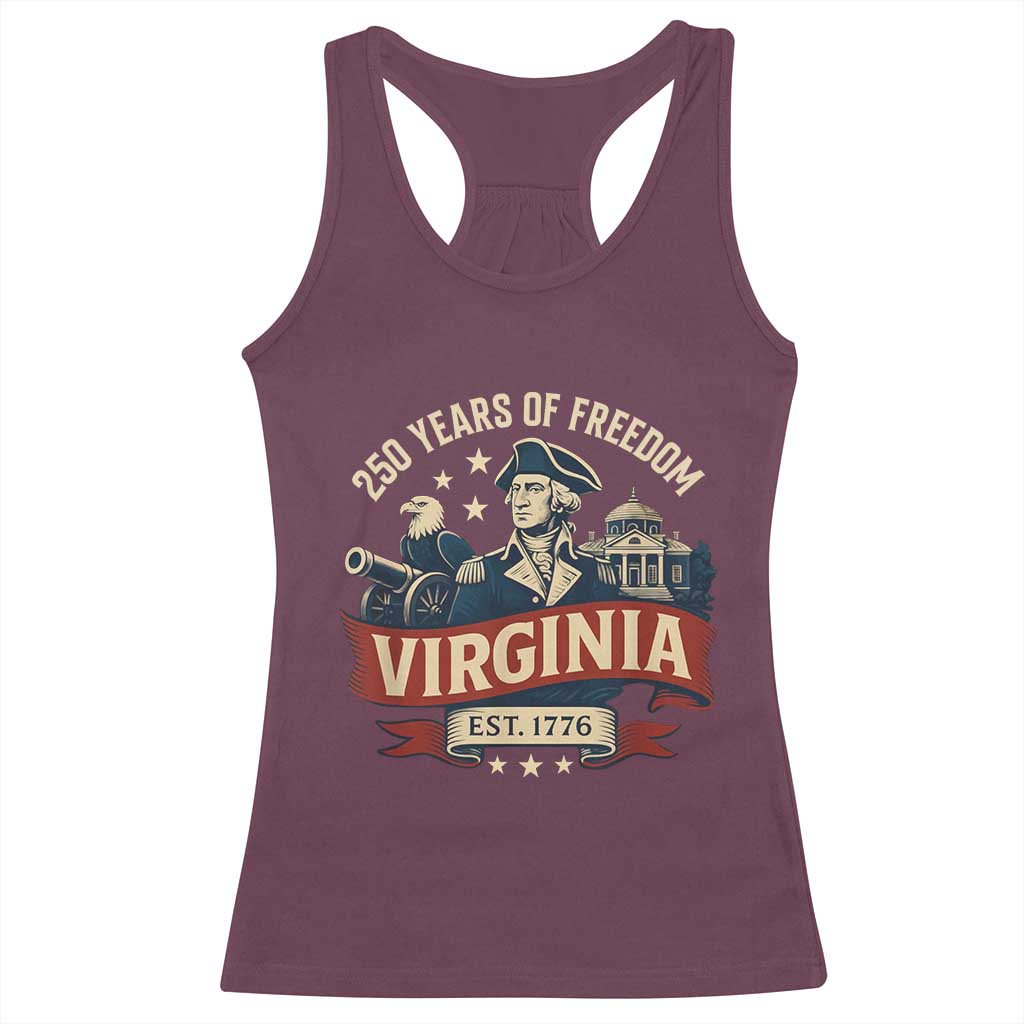 Virginia 250 Years of Freedom Racerback Tank Top George Washington Patriotic State Pride Est. 1776 - Wonder Print Shop